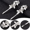 Isslly 2PCS Silver Rhinestones Hair Clips, Bridal Crystal Hair Pins, French Hairpins Alloy Leaf Shape Barrettes for Women, Girls for Wedding, Parties (1 Pairs)