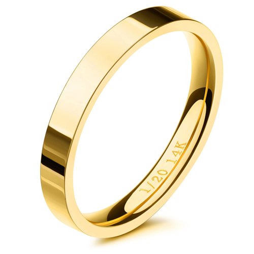 NOKMIT 3mm 14K Gold Filled Rings for Women Girls Dainty Gold Stacking Stackable Band Thin Gold Thumb Pinky Finger Ring Non Tarnish Comfort Fit Size 4 to 11 (Gold,8)