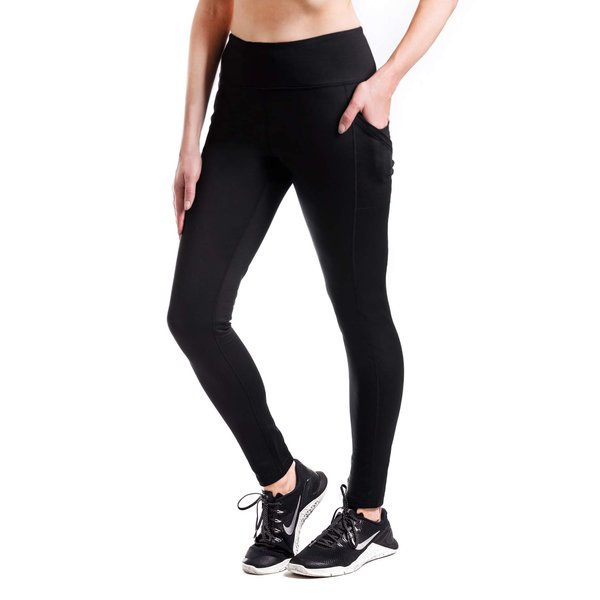 Yogipace,Side Pockets,Tall Women's Water Resistant Thick Thermal Fleece Lined Leggings Warm Winter Tights,31",Black,M