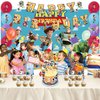 42pcs Toy Birthday Party Supplies Pack Includes，Banner，Cake Topper，Blackdrop,Balloons for Toy party supplies