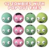 ArtCreativity Zombie with Pop Out Eyes, Set of 12, Fun Squeezy Stress Relief Toys for Kids, Halloween Party Favors and Non-Candy Trick or Treat Supplies, Birthday Goodie Bag Fillers