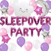 Sleepover Party Supplies for Girls, Rose Red Sleepover Party Balloon Banner Moon Cloud Star Foil Balloons Pink Purple Balloons for Girls Night Slumber Birthday Party Pajamas Spa Party Decorations