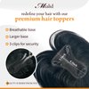Hair Toppers for Women Real Human Hair Bangs 3.1x4.3 inches Lace Base Clip in Hair Extensions with Thinning Hair 360° Cover French Clip on Bangs Natural Black 12 inch Hair Topper for Daily