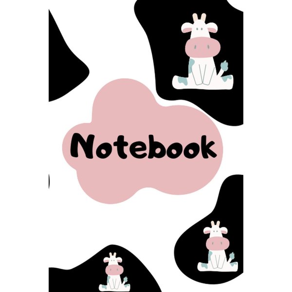Composition Notebook: Notebook : Cartoon cute cow image on cow pattern background