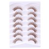 Brown Eyelashes, Brown Lashes Natural Look D Curl Cat Eye Lashes Wispy Mink Eyelashes Volume Brown Eyelashes with Clear Band False Eyelashes Light Brown 7 Pairs