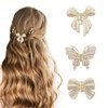 3 PCS Pearl Hair Clips for Women Small Pearl Claw Clip Metal Butterfly Bowknot Pearl Hair Accessories Non Slip Fancy Hair Clips Pearl Barrette for Women