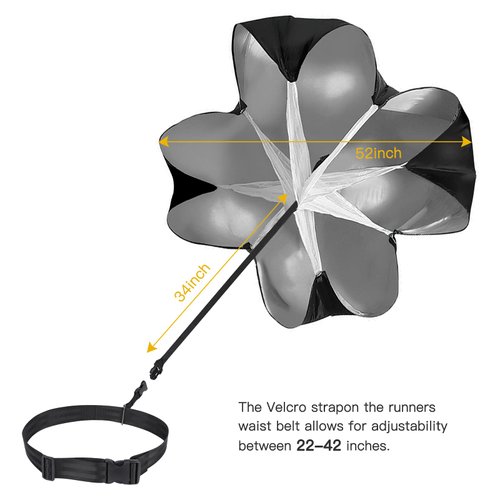 Running Speed Training, 2 Umbrella Speed Chute 56 Inch Running Parachute Soccer Training for Weight Bearing Running and Fitness Core Strength Training