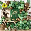 Dinosaur Balloon Arch Kit, Sage Dark Green Avocado Green Brown Latex Balloons with Camouflage Balloons for Kids Boys Dinosaur Park Theme Birthday Hunting Camo Jungle Safari Baby Shower Decorations