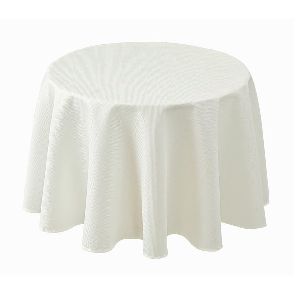 Biscaynebay Textured Fabric Tablecloths Round 60" for Tables' Diameters from 20" to 40", Ivory Water Resistant Tablecloths for Dining, Kitchen, Wedding, Parties etc. Machine Washable
