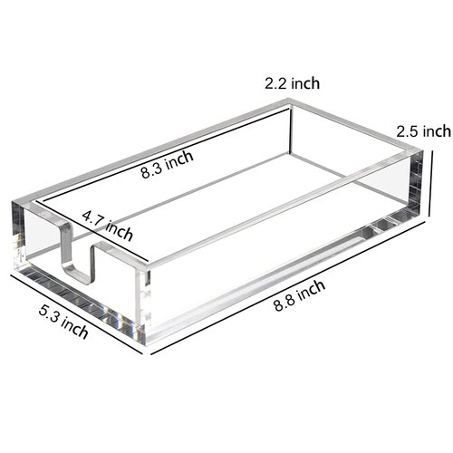 HIIMIEI Acrylic Napkin Holder for Bathroom, Acrylic Guest Towel Holder, Bathroom Napkins Guest Disposable Holder, Hand Towel Tray for Kitchen, Parties, Weddings, Party, Hotel, Restaurant（Clear）