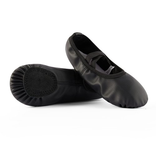 DyingSwan Toddler Ballet Shoes for Girls, Soft Leather Ballet Slippers, No-Tie Ballet Shoes Dance Shoes for Girls (Toddler/Little/Big Kid/Women) Black