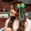 Mardi Gras Long Ribbon Bow Hair Clips Kids Green Purple Yellow Fat Tuesday Cheer Bow Alligator Barrettes Carvinal Parade Outfit Costume Decoration Stuff Party Gift for Women Girls