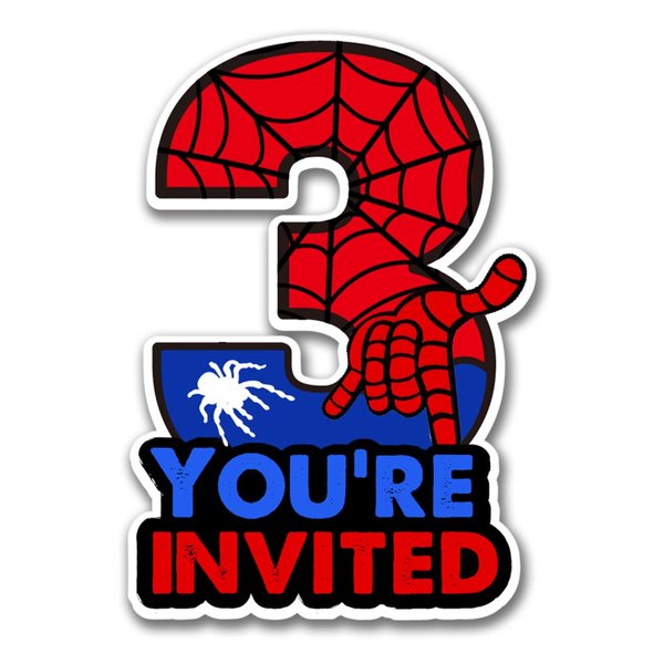 Superhero 3rd Birthday Party Invitations with Envelopes 3 Year Old Birthday Three Shaped Invites Card Boy Party Favors Decorations Supply, 20 Count