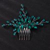 Teyglen Bridal Crystal Hair Comb Full Green Rhinestone Wedding Hair Comb Simple Green Crystal Hair Piece Bridal Hair Accessories Sparkly Headpiece for Women Bride Girls