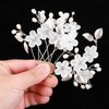 Lusofie 5Pcs Peal Flower Hair Pins Pearl Bridal Hair Pins Silver Wedding Hair Piece Wedding Hair Accessories Hair Flowers for Women Girls