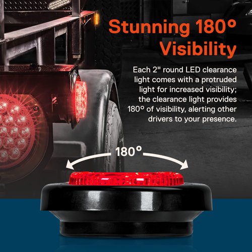 TRUE MODS 8pc 2" 12V Amber + Red Round LED Clearance Side Marker Light Kit [DOT Approved] [Reflector Lens] [Grommet & Plugs] [Flush-Mount] [Waterproof IP67] for Boat Trailer Semi Truck RV Peterbilt