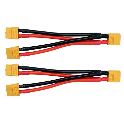2Packs XT60 Parallel Y Splitter Battery Connector 12AWG Cable Dual Extension Y Splitter Male to 2 Female for RC Quadcopte Multirotors RC LiPo Battery