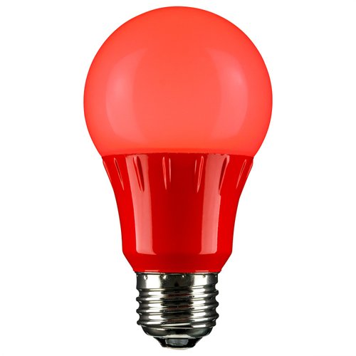 Sunlite 80148 LED A19 Colored Light Bulb, 3 Watts (25w Equivalent), E26 Medium Base, Non-Dimmable, UL Listed, Party Decoration, Holiday Lighting, 1 Count, Red