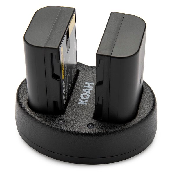 Koah PRO Panasonic DMW-BLF19 Two-Pack Rechargeable 2000 mAh Battery and Dual Portable Charger Kit, USB charging output for digital camera, long lasting Japanese cell high voltage batteries