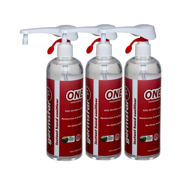 Germstar Hand Sanitizer 16oz. ONE Pump Bottle (3 Pack)