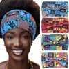 Urieo 4 Pcs African Turban Headband for Women Printed Hairband Knotted Stretchy Head Band Workout Yoga Non Slip Wide Headbands