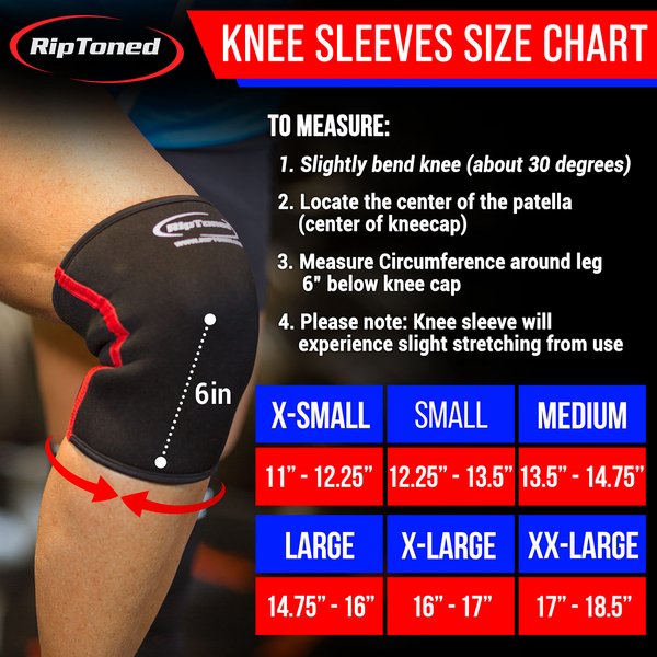 Rip Toned Knee Sleeves for Weightlifting (PAIR) USPA Knee Compression Support - 7mm Neoprene Brace - for Squats, Powerlifting, Weight Lifting - Men and Women
