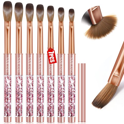 Saviland 7PCS Acrylic Nail Brush Set: Rose Gold Acrylic Brushes for Acrylic Application Acrylic Powder Acrylic Nail Kit Nail Brushes for Nail Art Acrylic Nail Salon Size#4/6/8/10/12/14/16