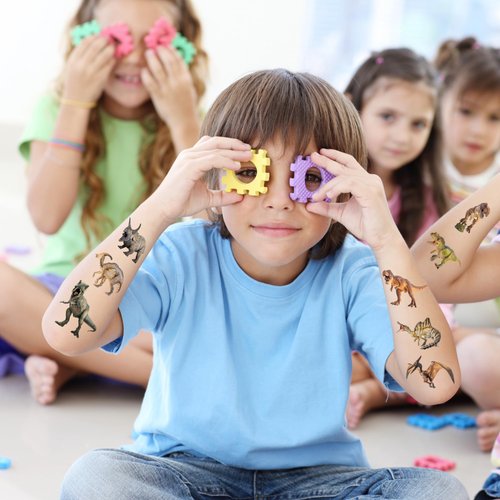 Realistic Dinosaur Temporary Tattoos, Waterproof Temporary Tattoo Stickers for Birthday Decorations, Party Supplies Party Favors, School Rewards Gifts