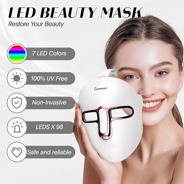 EVFOFO Red Light Therapy Mask for Face, Led Face Mask Light Therapy,7-1 Colors LED Facial Skin Care Mask