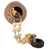 REPTIZOO Hermit Crab Coconut Shell Hideout, Leopard Gecko Hide Cave with Ladder, Reptile Coco Hut Cave Habitat with Suction Cup Terrarium Décor for Crested Gecko,Hermit Crab, Lizard, Leopard Gecko