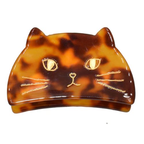 Shag Wear Small Cat Hair Claw Clip For Women and Teen Girl Brown