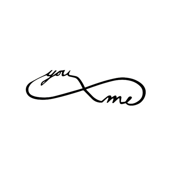 Oottati Waterproof Tiny Cute Fake Hand Neck Temporary Tattoos Stickers 2 Sheets Infinity Mobius You and Me Couple Lovers