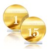 HZGUEOSTB Acrylic Wedding Table Numbers 1-15 with Stands,4.8"Round Mirror Gold Table Number Signs and Holders for Wedding Reception, Party, Event, Centerpiece Decoration (Gold, 1-15)