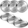 BESUNTEK 6 Pack 18/8 Stainless Steel Plates, 9" Heavy-Duty 304 Dinner Dishes, Easy to Clean, Dishwasher Safe Metal Serving Plates for BBQ, Camping and Everyday Dining (Silver, 9")