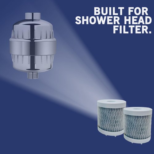 NuvoH2O Shower Filter Replacement Cartridges – 2 Pack – KDF-Infused Carbon Block – Removes Chlorine, Sediment, Heavy Metals – Up to 6-Month Lifespan per Filter – Easy Install