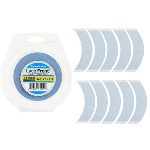 Walker Tape Lace Front Wig Blue Support Tape 1/2" x 12yd Double Sided Tape Roll for Toupee, Wigs, Hair Extensions Made in The U.S.A. (Tape Strips, 1/2" X 12yd)