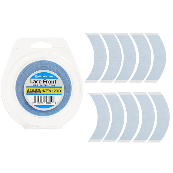 Walker Tape Lace Front Wig Blue Support Tape 1/2" x 12yd Double Sided Tape Roll for Toupee, Wigs, Hair Extensions Made in The U.S.A. (Tape Strips, 1/2" X 12yd)