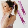 4 Pieces Carbon Lift Teasing Combs with Metal Prong Lift Teasing Comb and Hair Pick Salon Teasing Lifting Fluffing Comb with 5 Stainless Steel Pins for Women Most Hair Types