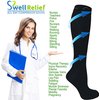 3 Pair Sheer Black Small/Medium Ladies Compression Socks, Moderate/Medium Graduated Compression 15-20 mmHg. Therapeutic, Occupational, Travel & Flight Knee-High Hosiery.
