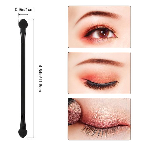 JOCEMY 30 PCS Professional Disposable Dual Side Sponge Eyeshadow Brush, Double Head Eye shadow Brushes Makeup Applicator Cosmetic Tools(Length: 12 cm, Round Handle, Black)