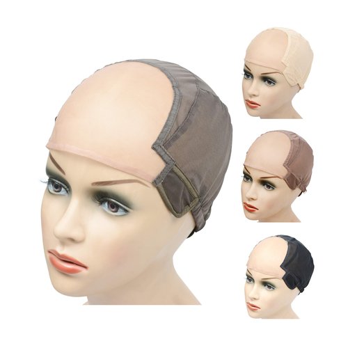 YANTAISIYU Wig Cap Stretch to Ear Wig Cap U Part Lace Wig Cap with Adjustable Straps for Women Wig Making (Dark Brown S 21 Inch)