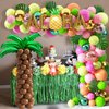 Tropical Luau Balloons Arch Garland Kit Luau Party Decorations with Palm Leaves Flamingo Palm Tree Aloha Foil Balloon Coconut Balloons Set for Tropical Hawaiian Aloha Luau Flamingo Party (Aloha-A)