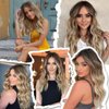 Lativ Blonde Wigs for Women,Long Dark Blond Wigs 20 Inches Medium Length Ombre Wavy Wig with Dark Roots Synthetic Heat Resistant Hair for Daily Party Use