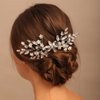 YERTTER Bridal Hair Comb Crystal Bride Wedding Hair Comb Rhinestone Flower Bridal Hair Pieces Pearl Wedding Hair Accessories for Women and Girls (Rose Gold)