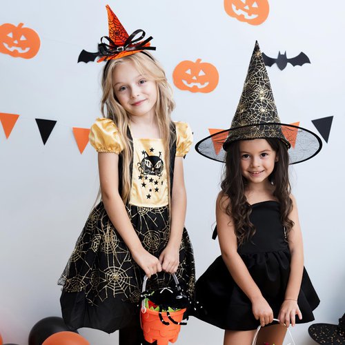 TEEVBVBV 3 Pieces Halloween Headbands-Halloween Witch Hat Spider Web Witch Headband for Woman Halloween Party Witch Costume Cosplay Trick or Treat Hair Accessories