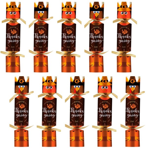 10Pack Thanksgiving Party Table Favors No-Snap with Gifts Prizes Party Hat Joke for Adults Fall Party Holiday Dinner Party Games Dinner Traditions Turkey Pattern