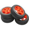 ShareGoo OD 4.52" 1/8 RC Buggy Rubber Tires Tyre w/ 5 Spoke Plastic Rim 17mm Hex Compatible with Arrma Kyosho Exceed RC Traxxas Redcat HSP HPI 1/8 Scale Off Road Car Buggy (Red)