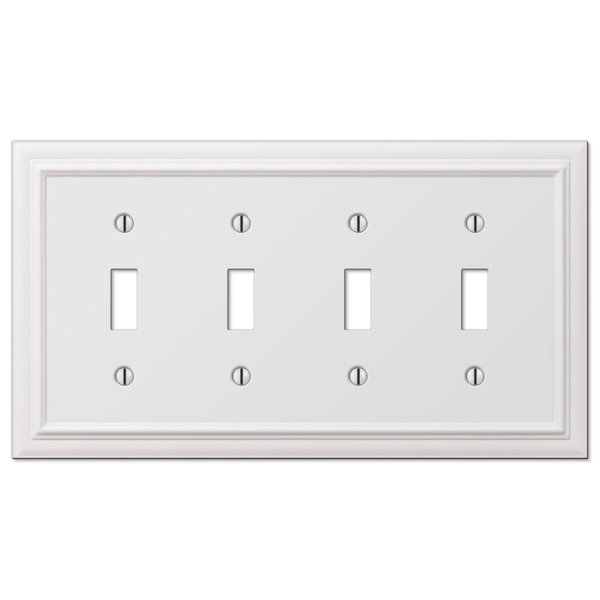 Amerelle 94T4W Continental Wallplate, 4 Toggle, Cast Metal, White, 1-Pack