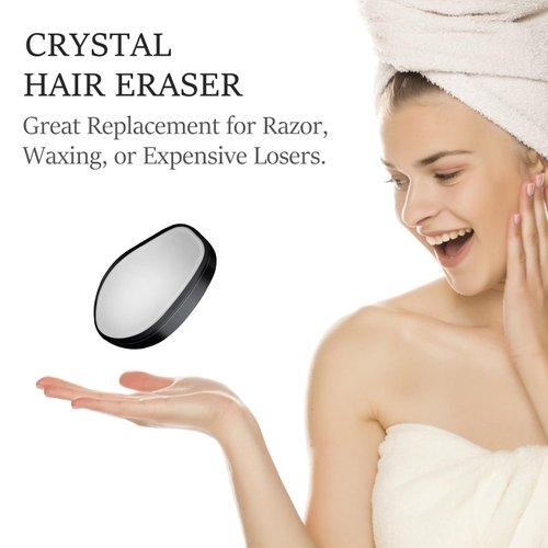 Crystal Hair Eraser for Hair Removal, Crystal Hair Remover for Men and Women, Magic Crystal Hair Remover with Gentle Skin Exfoliation, Reusable, Easy to Use, Works On All Body Parts (Black)
