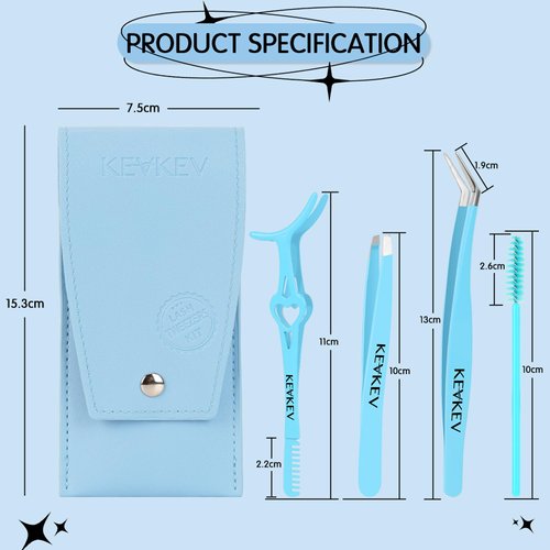 KevKev Lash Tweezers Set Eyelash Tweezers Lash Extension Tweezers Lash Applicator Tool 3 in 1 Lash Applicator Tool Set with Lash Brush Eyelash Tweezers for False Lashes